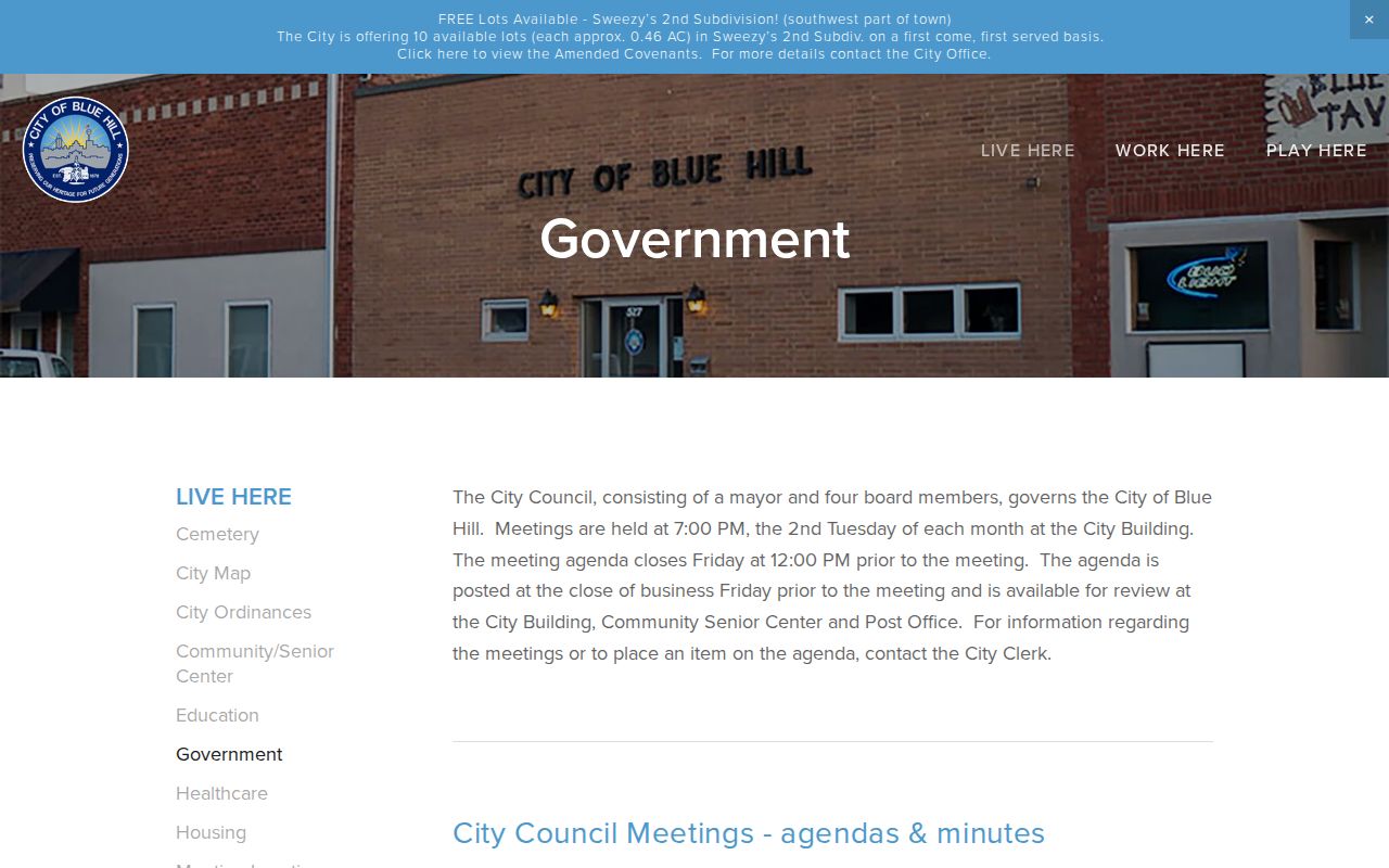 Blue Hill criminal records city government page