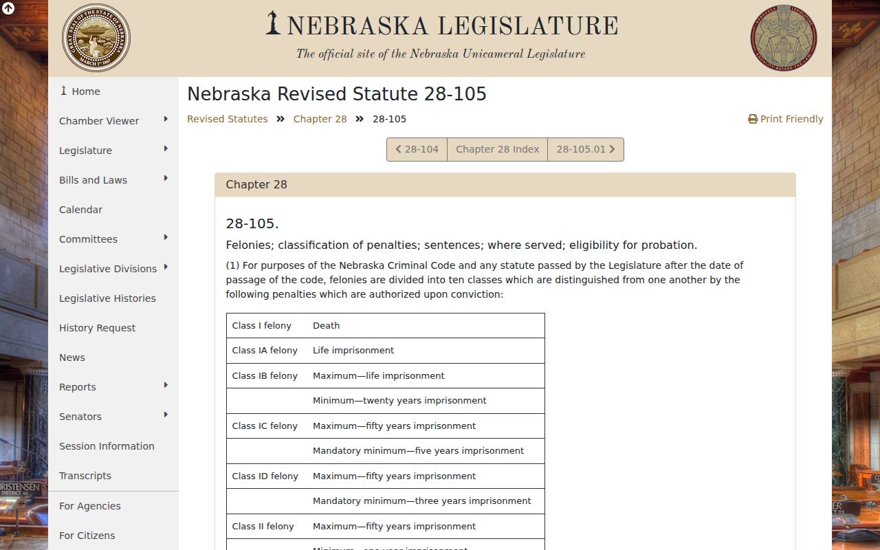 Blue Hill criminal records Nebraska felony classes