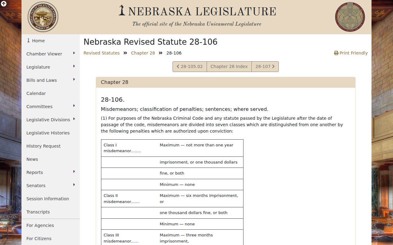Blue Hill criminal records Nebraska misdemeanor classes