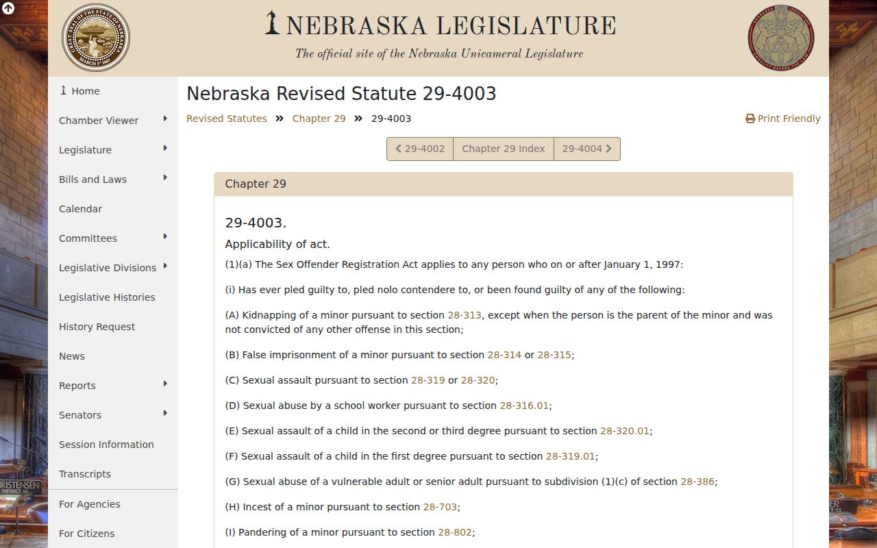 Guide Rock criminal records Nebraska registrable offense law