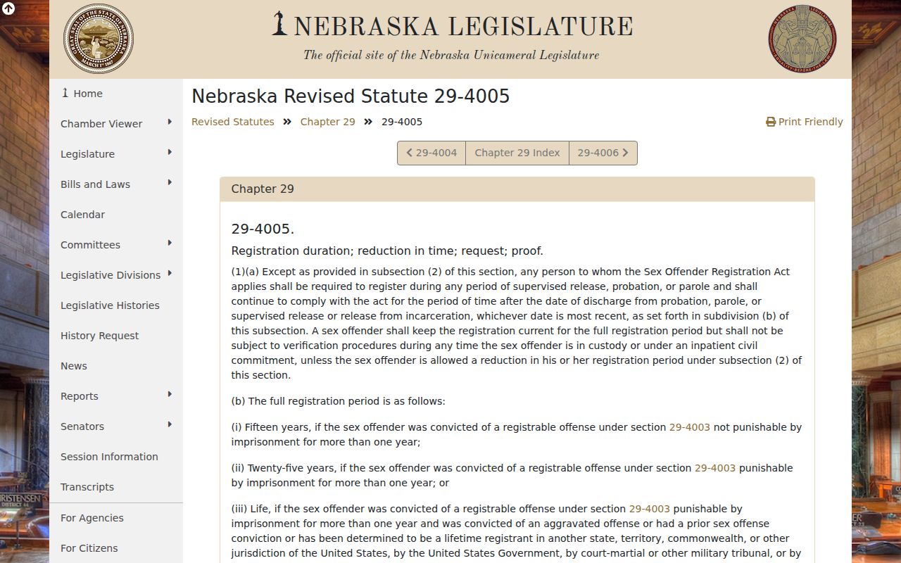 Guide Rock criminal records Nebraska registration periods