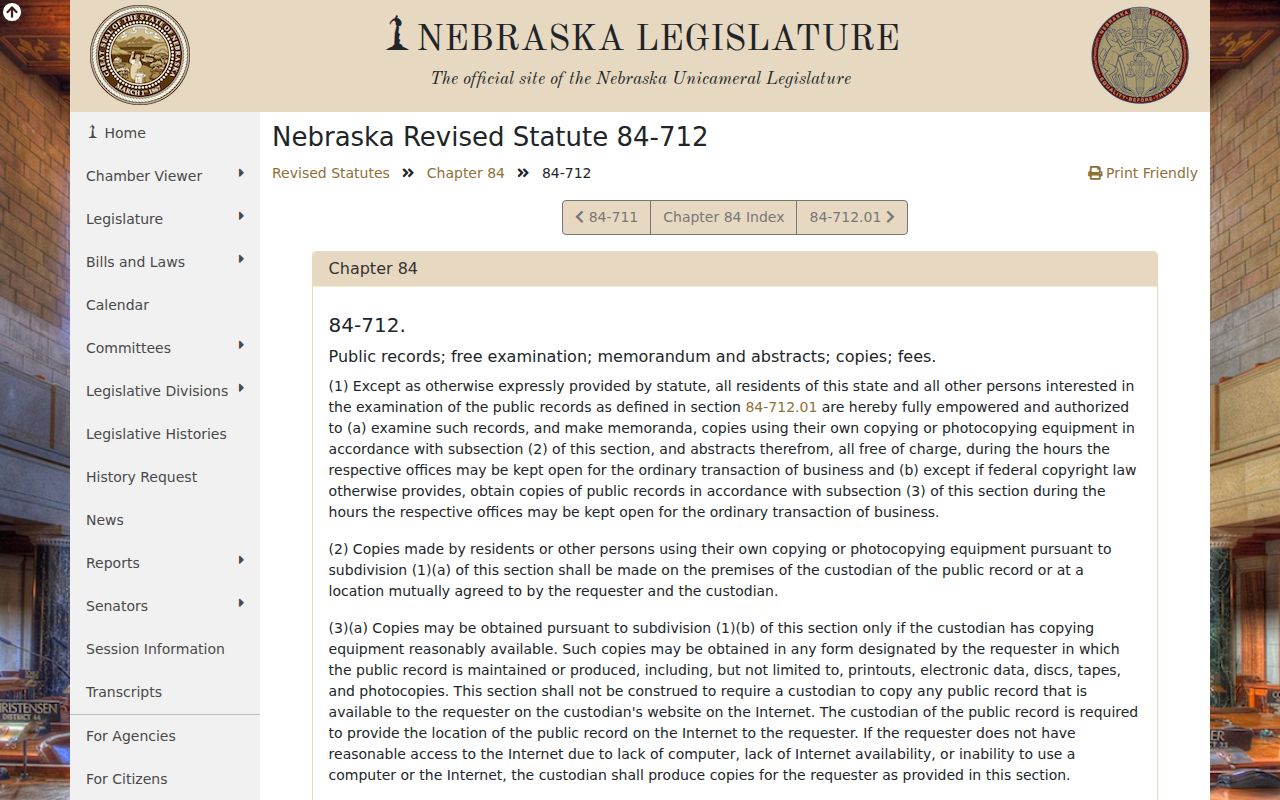 Nebraska public records law for Red Cloud criminal records requests