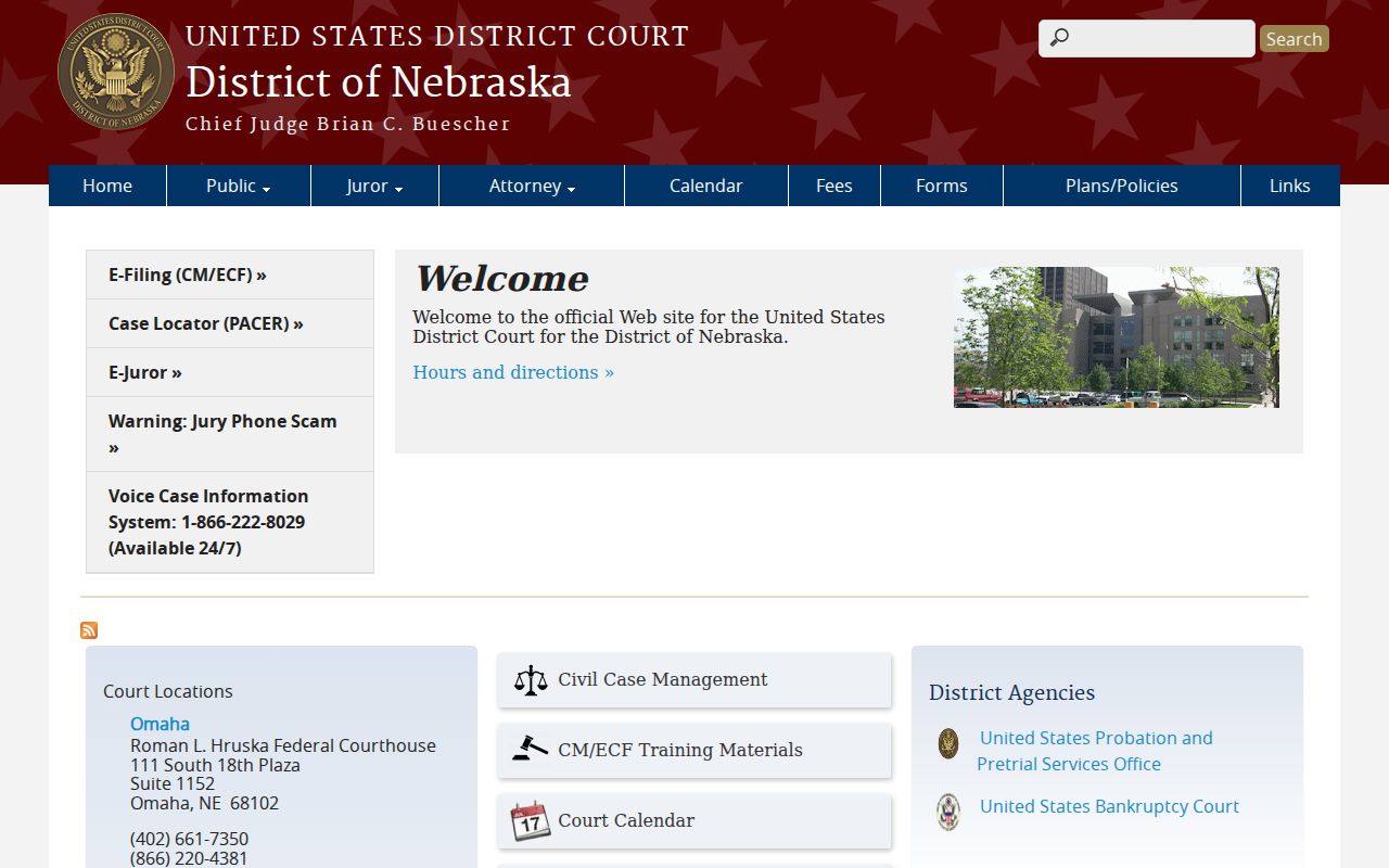 Webster County arrest lookup U.S. District Court Nebraska