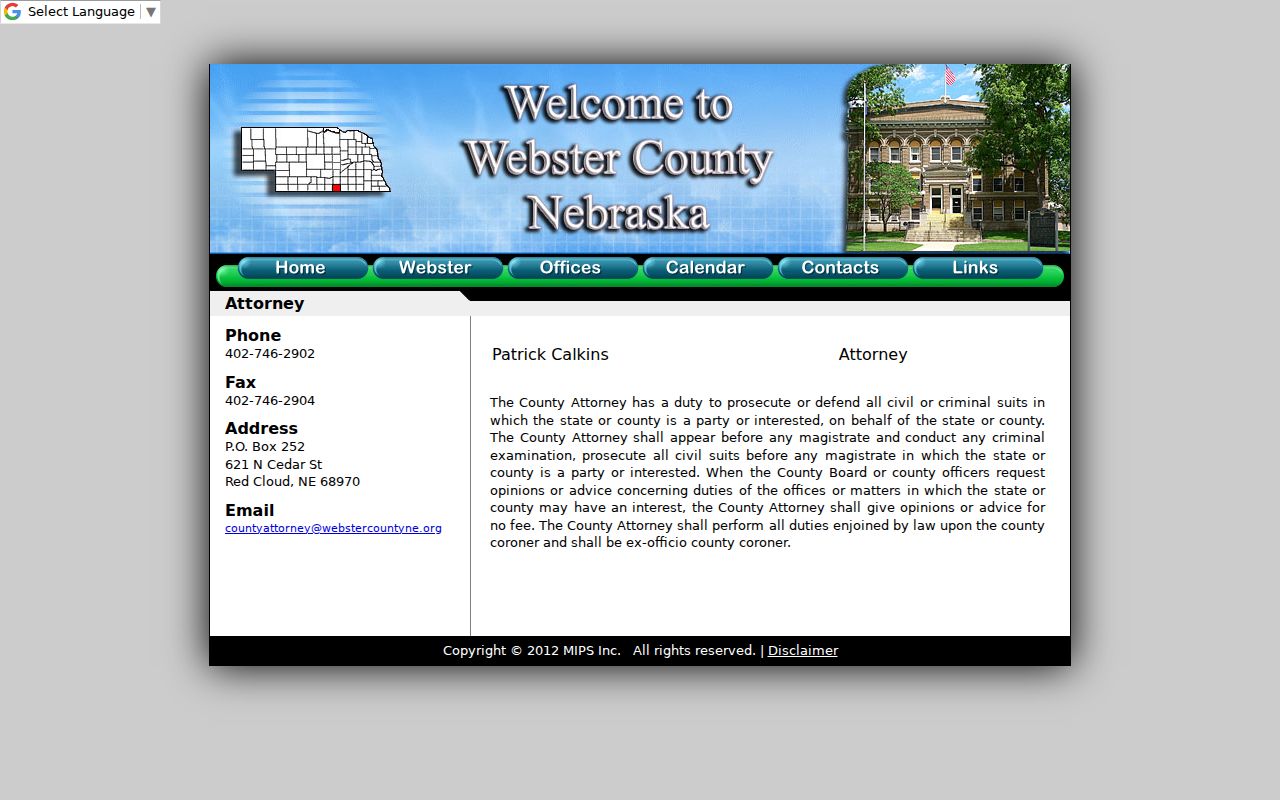 Webster County arrest lookup County Attorney office