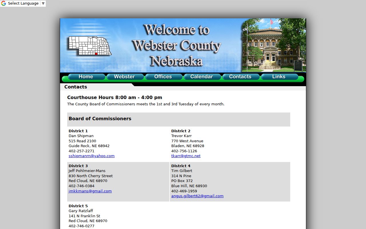 Webster County criminal record office contact directory