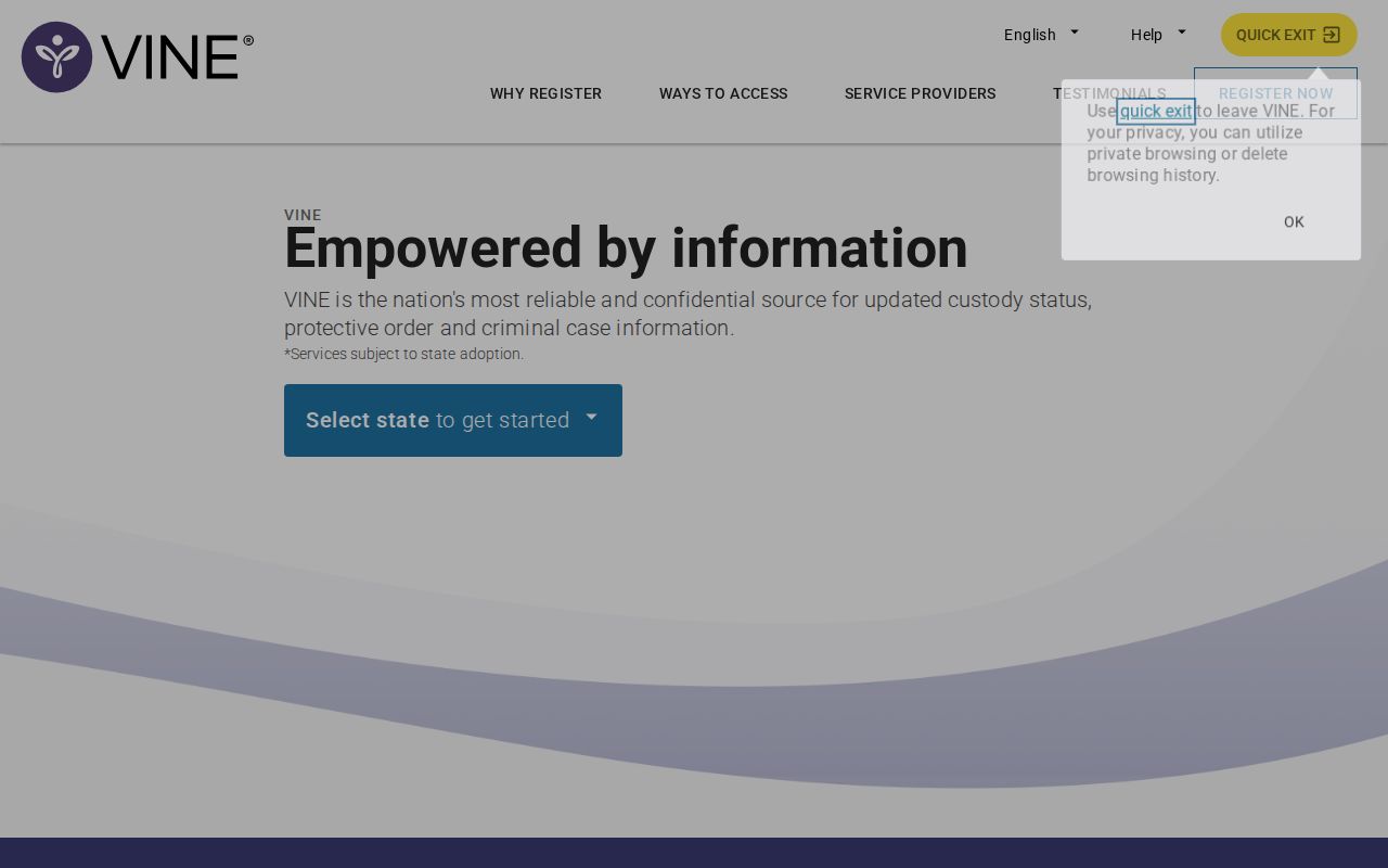 VINELink custody notification supplement for Webster County records