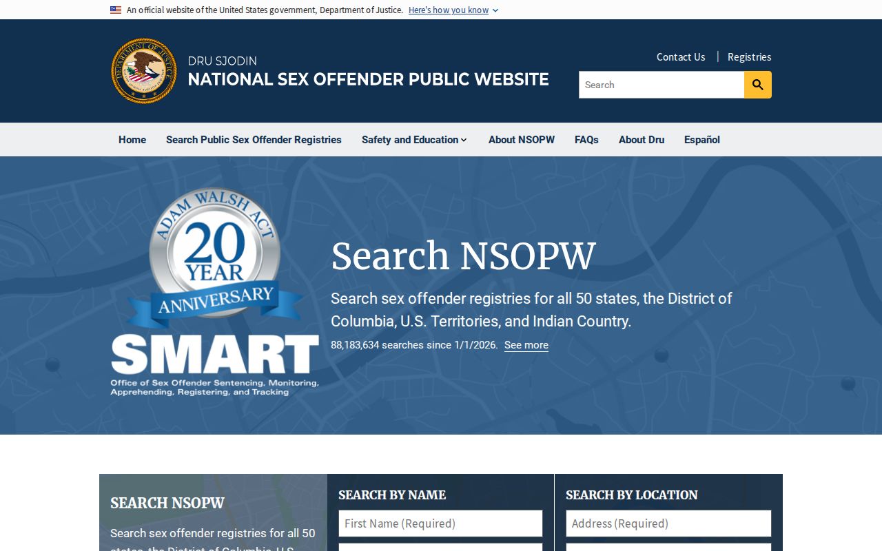 National search layer for a Webster County sex offender check