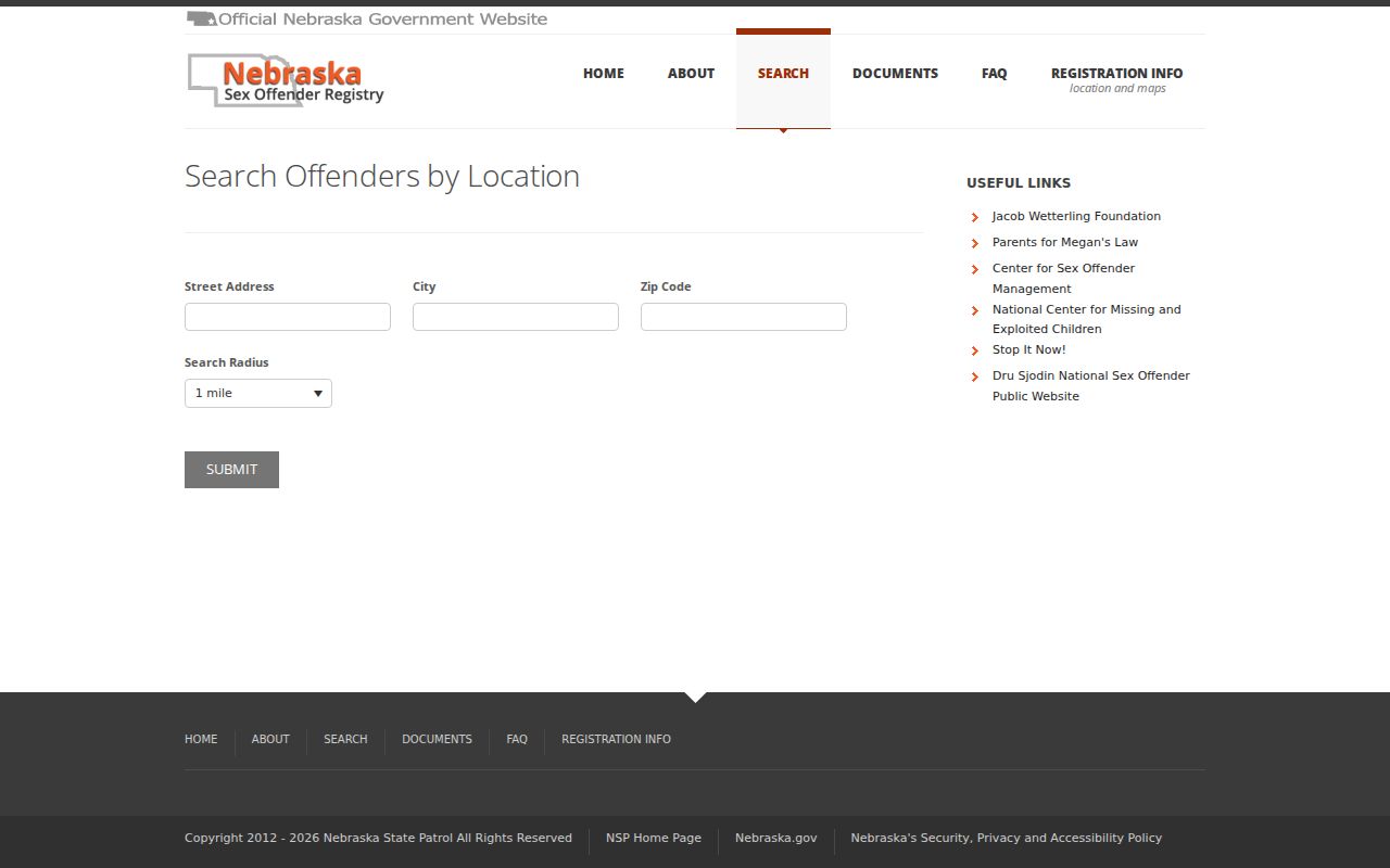 Webster County sex offender location search with radius choices